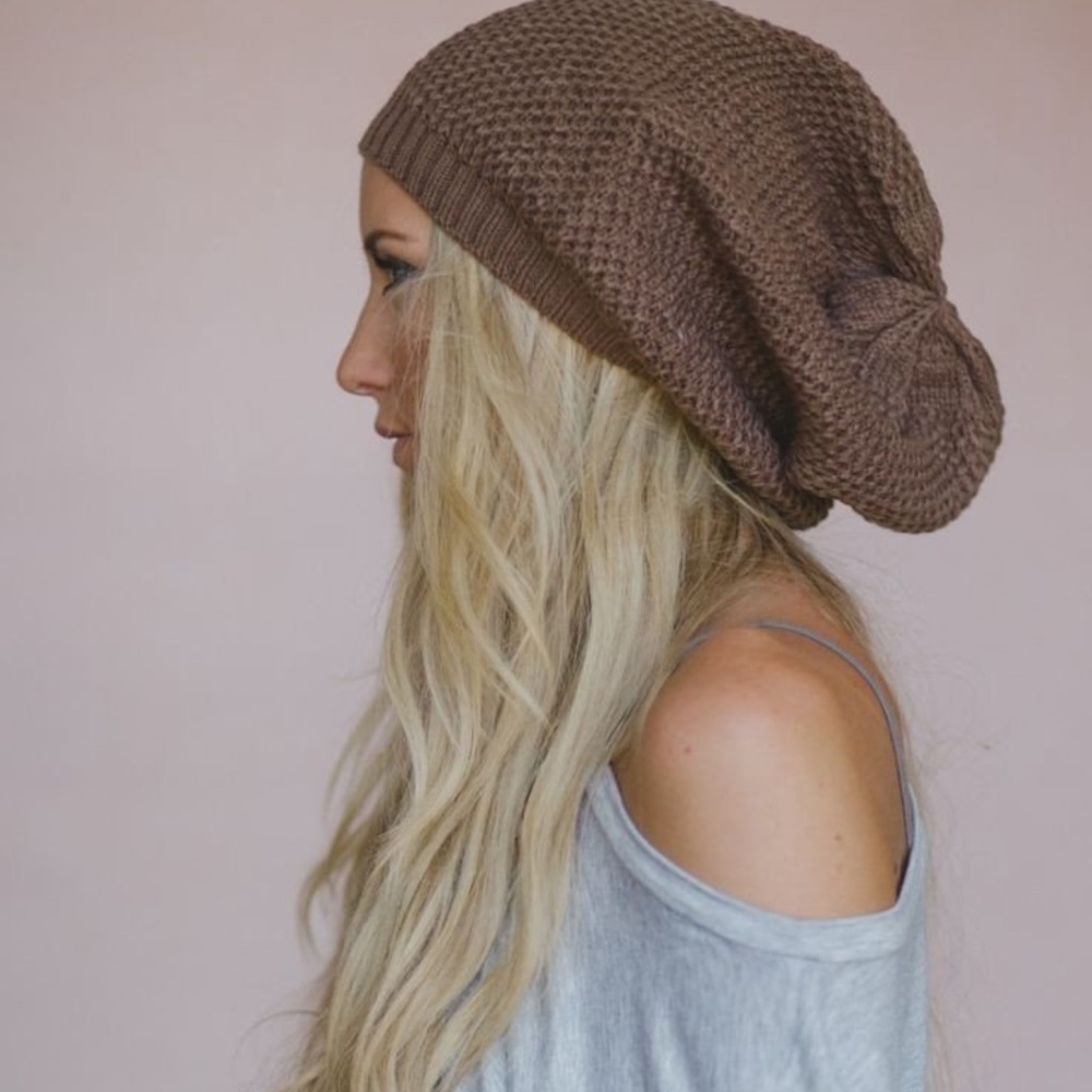 Sloughy Knitted Beanie, Mocha